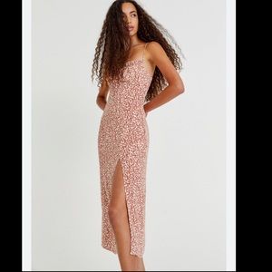 Pull and Bear - Printed long maxi dress with slit